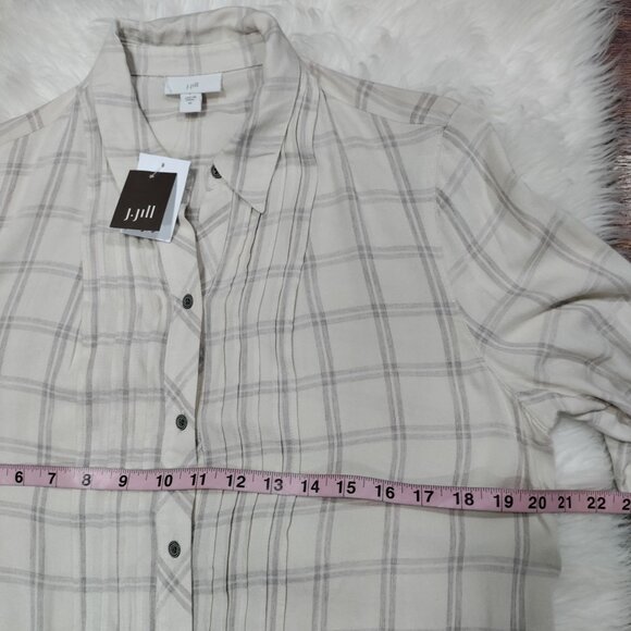 J. Jill Plaid Classic Button Front Long Sleeve Viscose Tunic Shirt Medium NWT - Picture 10 of 11